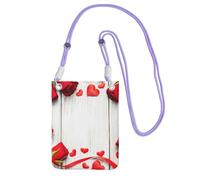 ESNAIUVCD Romance Rose Flower with Heart Petal Print Carry A Mobile Phone Bag Diagonally,Crossbody Bag,Suitable for Carrying Mobile Phone Change, Etc