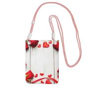 ESNAIUVCD Romance Rose Flower With Heart Petal Print Carry A Mobile Phone Bag Diagonally,Crossbody Bag,Suitable For Carrying Mobile Phone Change, Etc