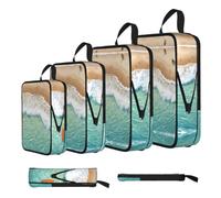 ESNAIUVCD Romantic Beach Pattern Print 4 Set Compression Packing Cubes for Suitcases,Expandable Storage Bags Organizers