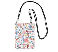 ESNAIUVCD Romantic Fancy Floral Birds Butterfly Print Carry A Mobile Phone Bag Diagonally,Crossbody Bag,Suitable for Carrying Mobile Phone Change, Etc