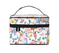 ESNAIUVCD Romantic Fancy Floral Birds Butterfly Print Toiletry Bag Large Cosmetic Bag Travel Makeup Bag Organizer for Women