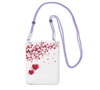 ESNAIUVCD Romantic Hearts Leaves Tree Print Carry A Mobile Phone Bag Diagonally,Crossbody Bag,Suitable for Carrying Mobile Phone Change, Etc