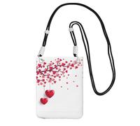 ESNAIUVCD Romantic Hearts Leaves Tree Print Carry A Mobile Phone Bag Diagonally,Crossbody Bag,Suitable for Carrying Mobile Phone Change, Etc