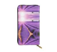 ESNAIUVCD Romantic Purple Lavender Print Genuine Leather Women's,Men's Wallets,Multi-Functionclutch Purse,Zip Around Large Travel â€‹Mobile Phone Long â€‹Money Purses