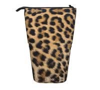 ESNAIUVCD Rough Leopard Print Print Personalized Retractable Pencil Case, Custom Signature Name Pencil Pouch for Students Kids Adults for School Office