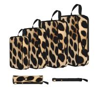 ESNAIUVCD Rough Leopard Printed Print 4 Set Compression Packing Cubes for Suitcases,Expandable Storage Bags Organizers