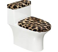 ESNAIUVCD Rough Leopard Printed Print Toilet Lid Seat Protector And Tank Cover Set - 2 Pcs Easy Install Clean Replacement Universal Fit Bathroom Essentials