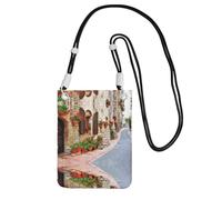 ESNAIUVCD Rural Street Green Print Carry A Mobile Phone Bag Diagonally,Crossbody Bag,Suitable for Carrying Mobile Phone Change, Etc