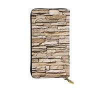 ESNAIUVCD Rustic Rocks Brick Wall Print Genuine Leather Women's,Men's Wallets,Multi-Functionclutch Purse,Zip Around Large Travel â€‹Mobile Phone Long â€‹Money Purses