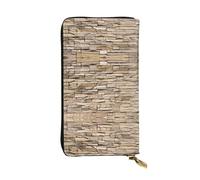 ESNAIUVCD Rustic Rocks Brick Wall Print Genuine Leather Women's,Men's Wallets,Multi-Functionclutch Purse,Zip Around Large Travel â€‹Mobile Phone Long â€‹Money Purses