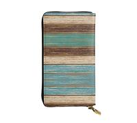 ESNAIUVCD Rustic Wood Plank Print Genuine Leather Women's,Men's Wallets,Multi-Functionclutch Purse,Zip Around Large Travel â€‹Mobile Phone Long â€‹Money Purses