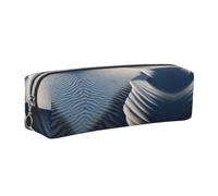 ESNAIUVCD Sand Dune Ripples Print Leather Pencil Case Zippered Pouch Portable Large Capacity Stationery Organizer Cosmetic Bag for School Office(2pcs)