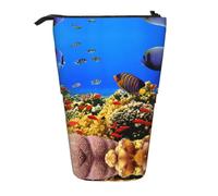 ESNAIUVCD Sea Fish Pattern Print Personalized Retractable Pencil Case, Custom Signature Name Pencil Pouch for Students Kids Adults for School Office