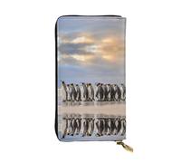 ESNAIUVCD Sea Penguin Print Genuine Leather Women's,Men's Wallets,Multi-Functionclutch Purse,Zip Around Large Travel â€‹Mobile Phone Long â€‹Money Purses