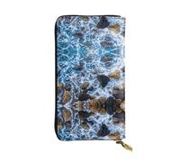 ESNAIUVCD Sea Stones Print Genuine Leather Women's,Men's Wallets,Multi-Functionclutch Purse,Zip Around Large Travel â€‹Mobile Phone Long â€‹Money Purses