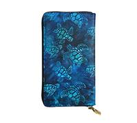 ESNAIUVCD Sea Turtle-Blue Print Genuine Leather Women's,Men's Wallets,Multi-Functionclutch Purse,Zip Around Large Travel ​Mobile Phone Long ​Money Purses