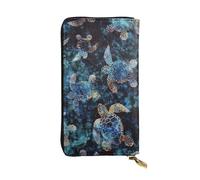 ESNAIUVCD Sea Turtle Print Genuine Leather Women's,Men's Wallets,Multi-Functionclutch Purse,Zip Around Large Travel ​Mobile Phone Long ​Money Purses
