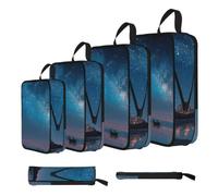 ESNAIUVCD Seaside Starry Sky Print 4 Set Compression Packing Cubes for Suitcases,Expandable Storage Bags Organizers