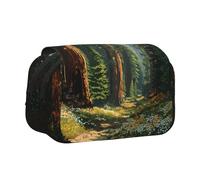 ESNAIUVCD Sequoia Forest Print Large Capacity Double Layer Pen Bag,Suitable for Boys, Girls and Adults,This Office Pen Bag with Compartment Design