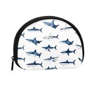 ESNAIUVCD Sharks Print Portable Mini Storage Bag Shell Shaped Wallet Small Coin Wallet Shell Storage Bag