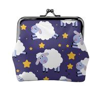 ESNAIUVCD Sheep Print Kiss Lock Wallet Leather Coin Purse Ladies Money Pocket Iron Frame Compact Hand-Held Wallet