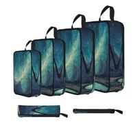 ESNAIUVCD Sky Mountains and Rivers Print 4 Set Compression Packing Cubes for Suitcases,Expandable Storage Bags Organizers