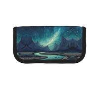 ESNAIUVCD Sky Mountains and Rivers Print Pencil Case Big Capacity Pencil Bag Makeup Pouch Durable Students Stationery with Double Zipper for School/Office