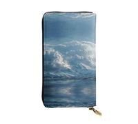 ESNAIUVCD Snow Mountain Cloud Sea Print Genuine Leather Women's,Men's Wallets,Multi-Functionclutch Purse,Zip Around Large Travel Mobile Phone Long Money Purses