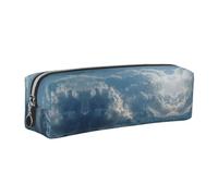 ESNAIUVCD Snow Mountain Cloud Sea Print Leather Pencil Case Zippered Pouch Portable Large Capacity Stationery Organizer Cosmetic Bag for School Office(2pcs)