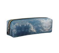 ESNAIUVCD Snow Mountain Cloud Sea Print Leather Pencil Case Zippered Pouch Portable Large Capacity Stationery Organizer Cosmetic Bag for School Office(2pcs)