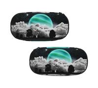 ESNAIUVCD Space and Moon Print Portable Pencil Pen Case Print Stationery Storage Bag Pouch Purse for Teenage Boys Student