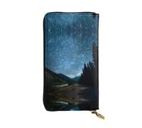 ESNAIUVCD Star Trail Print Genuine Leather Women's,Men's Wallets,Multi-Functionclutch Purse,Zip Around Large Travel â€‹Mobile Phone Long â€‹Money Purses