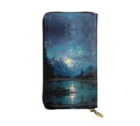 ESNAIUVCD Starry Sky Mountains Print Genuine Leather Women's,Men's Wallets,Multi-Functionclutch Purse,Zip Around Large Travel Mobile Phone Long Money Purses