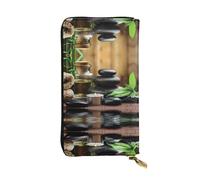 ESNAIUVCD Stones and Spa Oil On The Wood Near A Pond Print Genuine Leather Women's,Men's Wallets,Multi-Functionclutch Purse,Zip Around Large Travel â€‹Mobile Phone Long â€‹Money Purses