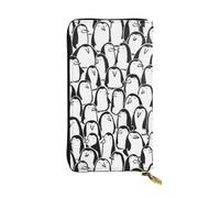 ESNAIUVCD Stylish Crowd of Penguins Print Genuine Leather Women's,Men's Wallets,Multi-Functionclutch Purse,Zip Around Large Travel ​Mobile Phone Long ​Money Purses