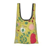 ESNAIUVCD Summer Fruit Print Reusable, Foldable,Washable Grocery Bags Foldable In A Pouch Eco Tote Shopping Bag,Daily Shopping Loading
