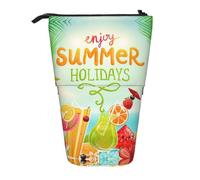 ESNAIUVCD Summer Holidays Print Personalized Retractable Pencil Case, Custom Signature Name Pencil Pouch for Students Kids Adults for School Office