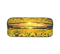 ESNAIUVCD Sunflower Field Sunset Print Pencil Case for Kids,School Pen Bags Large Capacity Pencil Elementary School Pen Case Children Stationery Bags