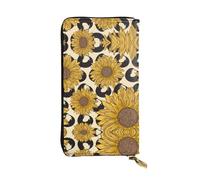 ESNAIUVCD Sunflower Print Genuine Leather Women's,Men's Wallets,Multi-Functionclutch Purse,Zip Around Large Travel â€‹Mobile Phone Long â€‹Money Purses