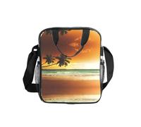 ESNAIUVCD Sunset Coconut Trees On The Beach Print Men Women Transparent Pvc Shopping Bag Waterproof See Through Bag,With Handles For Lunch