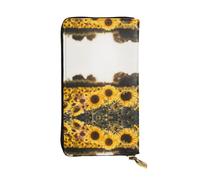 ESNAIUVCD Sunshine Sunflowers Print Genuine Leather Women's,Men's Wallets,Multi-Functionclutch Purse,Zip Around Large Travel â€‹Mobile Phone Long â€‹Money Purses