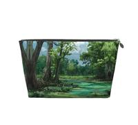 ESNAIUVCD Swamp Scenery Print Travel Makeup Bag Organizer Leather - Travel Toiletry Bag for Women & Men, Organizing Pouches for Purse with Zipper