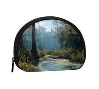 ESNAIUVCD Swamp Wetland Print Portable Mini Storage Bag Shell Shaped Wallet Small Coin Wallet Shell Storage Bag