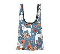 ESNAIUVCD Sweet Basset Hound Florals Print Reusable, Foldable,Washable Grocery Bags Foldable In A Pouch Eco Tote Shopping Bag,Daily Shopping Loading