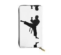 ESNAIUVCD Taekwondo Martial Arts Print Genuine Leather Women's,Men's Wallets,Multi-Functionclutch Purse,Zip Around Large Travel â€‹Mobile Phone Long â€‹Money Purses