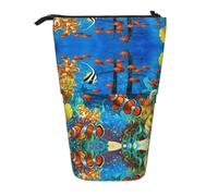 ESNAIUVCD The Underwater World Tropical Fish Print Personalized Retractable Pencil Case, Custom Signature Name Pencil Pouch for Students Kids Adults for School Office