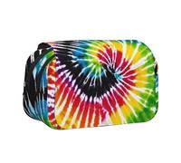 ESNAIUVCD Tie Dye Hippies Print Large Capacity Double Layer Pen Bag,Suitable for Boys, Girls and Adults,This Office Pen Bag with Compartment Design