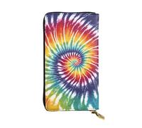 ESNAIUVCD Tie Dye Rainbow Print Genuine Leather Women's,Men's Wallets,Multi-Functionclutch Purse,Zip Around Large Travel ​Mobile Phone Long ​Money Purses