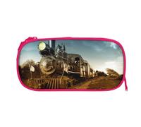 ESNAIUVCD Train and Railway Print Zipper Large Pencil Case,Durable Stationery Pencilcase Bag,Multifunctional Pencilcase Bag Penbag for School College Office Adult Girls and Boys