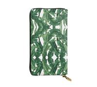ESNAIUVCD Tropical Banana Palm Leaf Print Genuine Leather Women's,Men's Wallets,Multi-Functionclutch Purse,Zip Around Large Travel â€‹Mobile Phone Long â€‹Money Purses